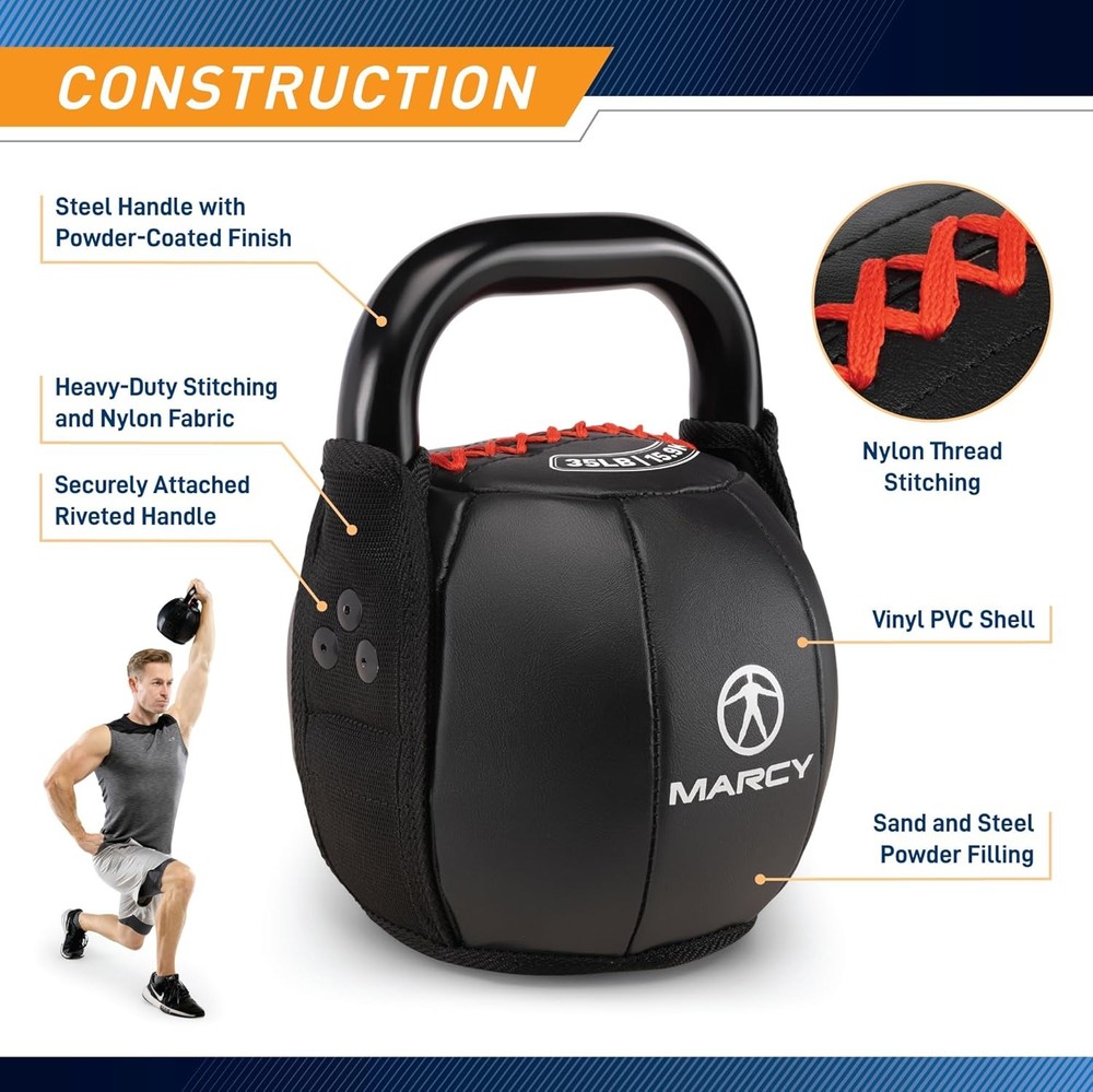 Soft Kettlebell with Handle for Weightlifting, Conditioning, Strength Trainin...