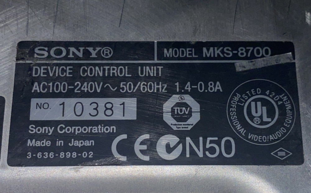 Sony MKS-8700 Device System Control Unit Processor Gray