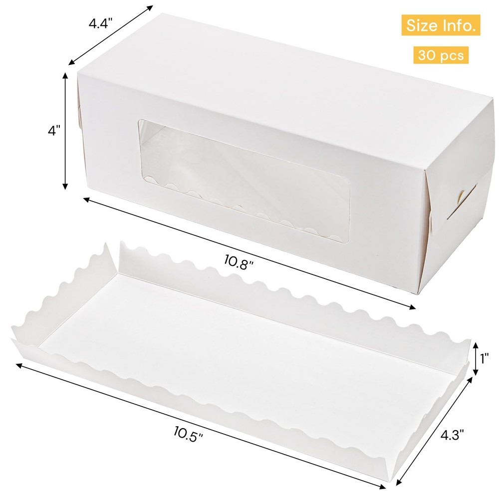 30 Pack Roll Cake Boxes 10.8''X4.4''X4'' Pumpkin Container with Window