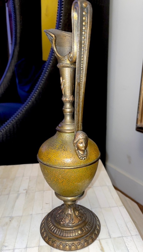 Antique Cast Ewer/Pitcher Clock Garniture