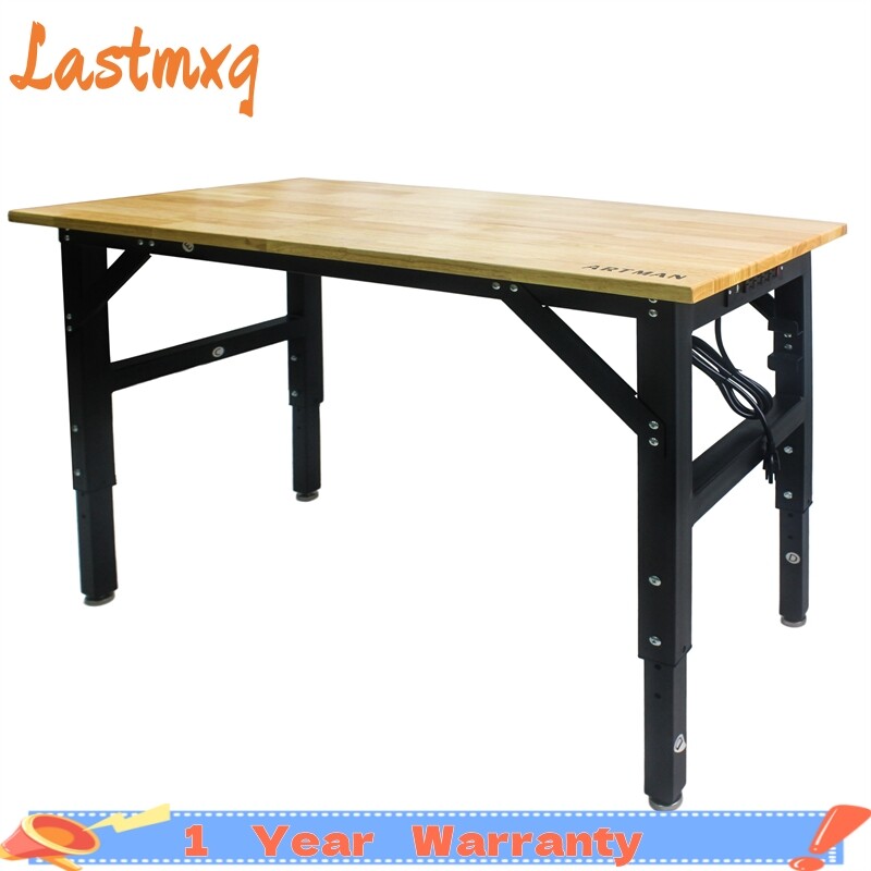 With Socket and Wooden Top Multi-Function Metal Adjustable HeavyDuty Worktable