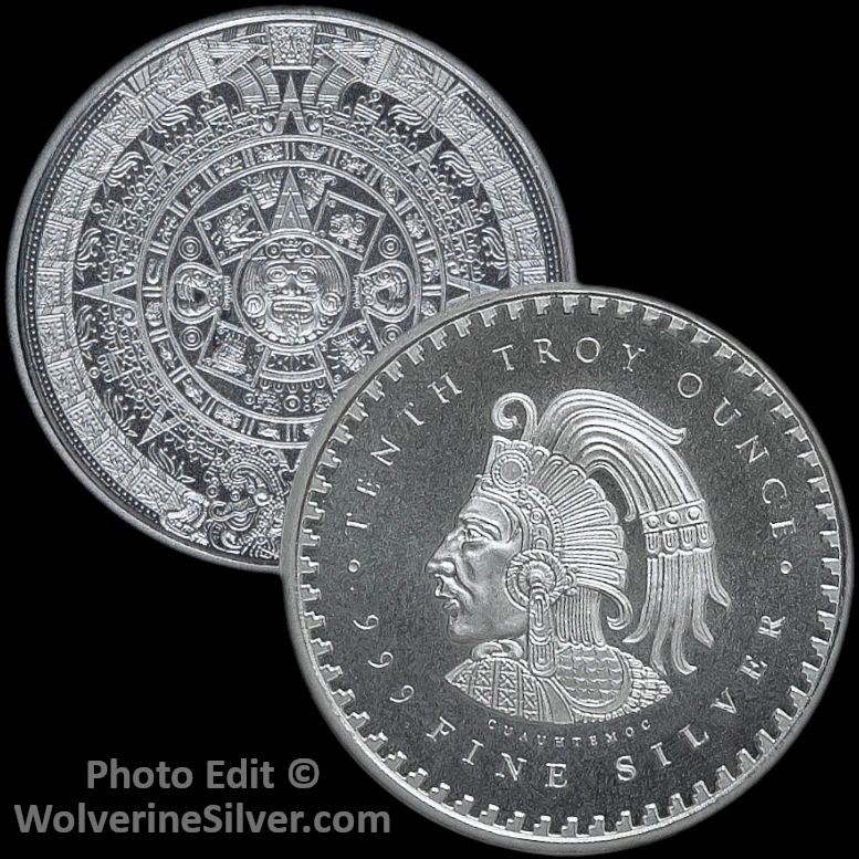 1/10 Oz Silver Round Aztec - Mint Authentic (See Receipt) - Multi Discount!
