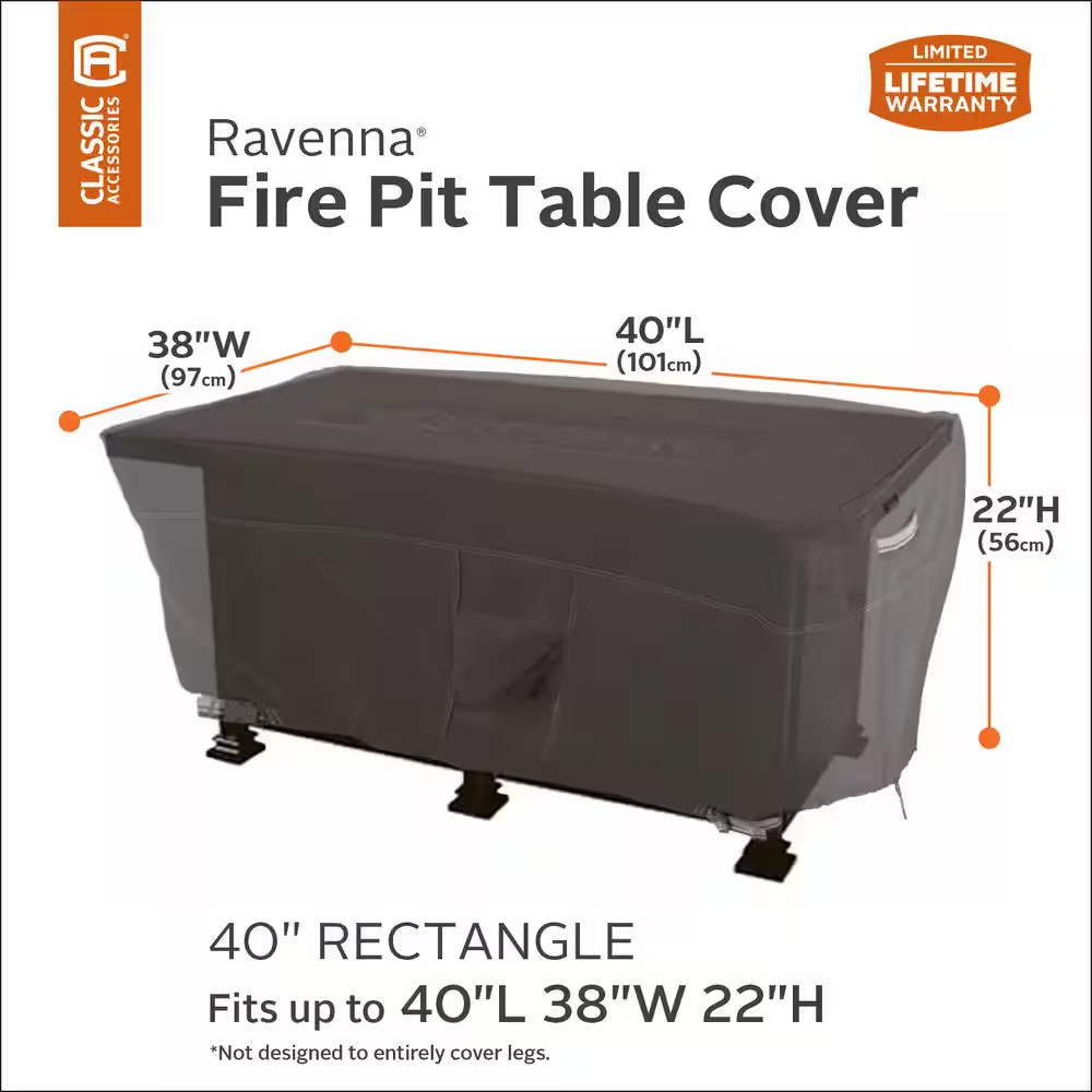 Ravenna 40 In. Rectangular Fire Pit Table Cover