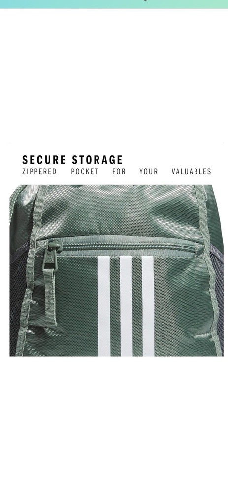 Adidas Alliance sackpack , Drawstring backpack ,Silver Green/White/Onix Gray