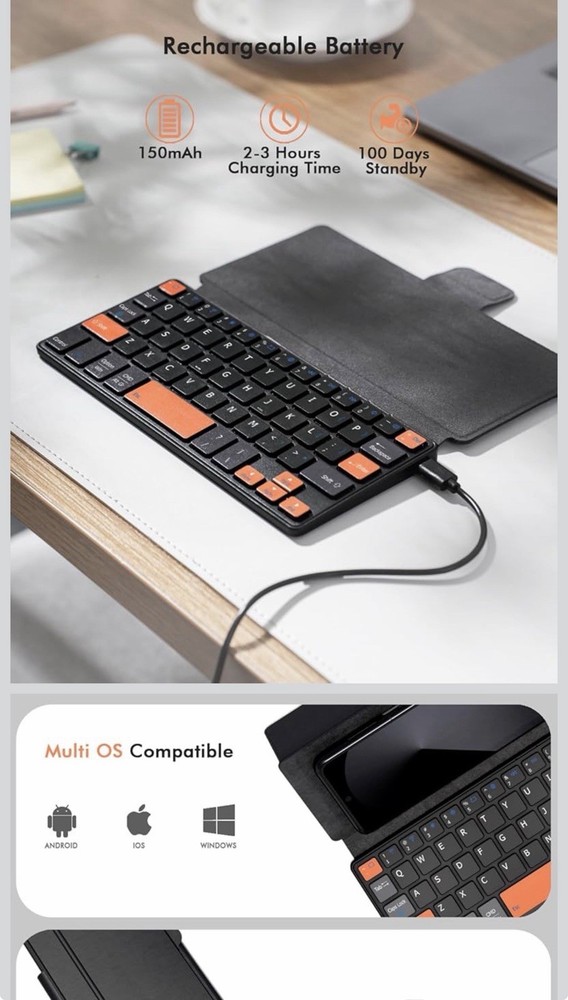 Doohoeek Universal Bluetooth Mini Keyboard, Wireless Compact Keyboard
