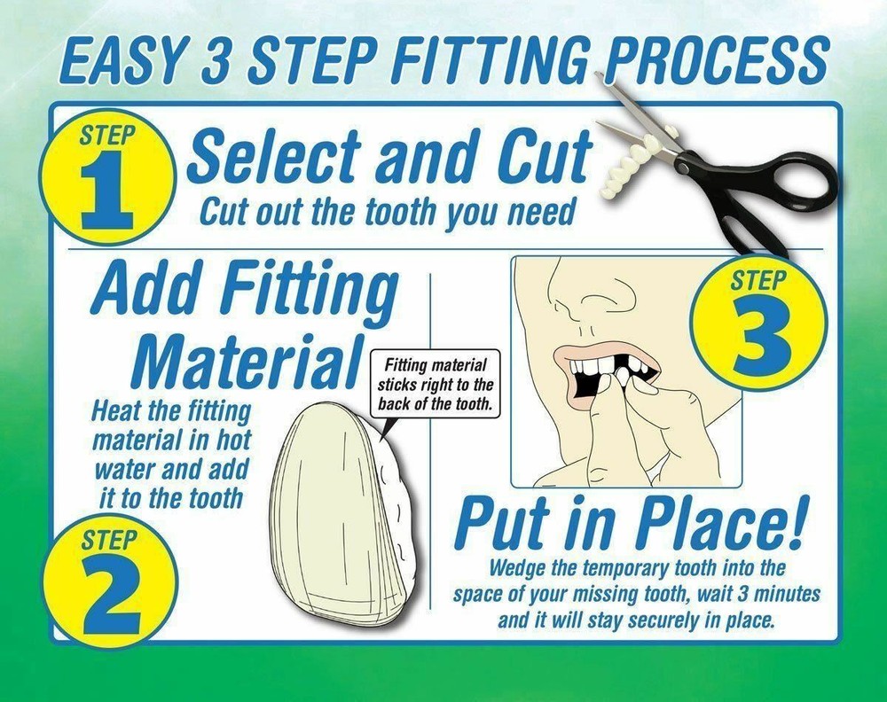 Instant Smile Emergency Temporary Tooth Replacement Kit Teeth