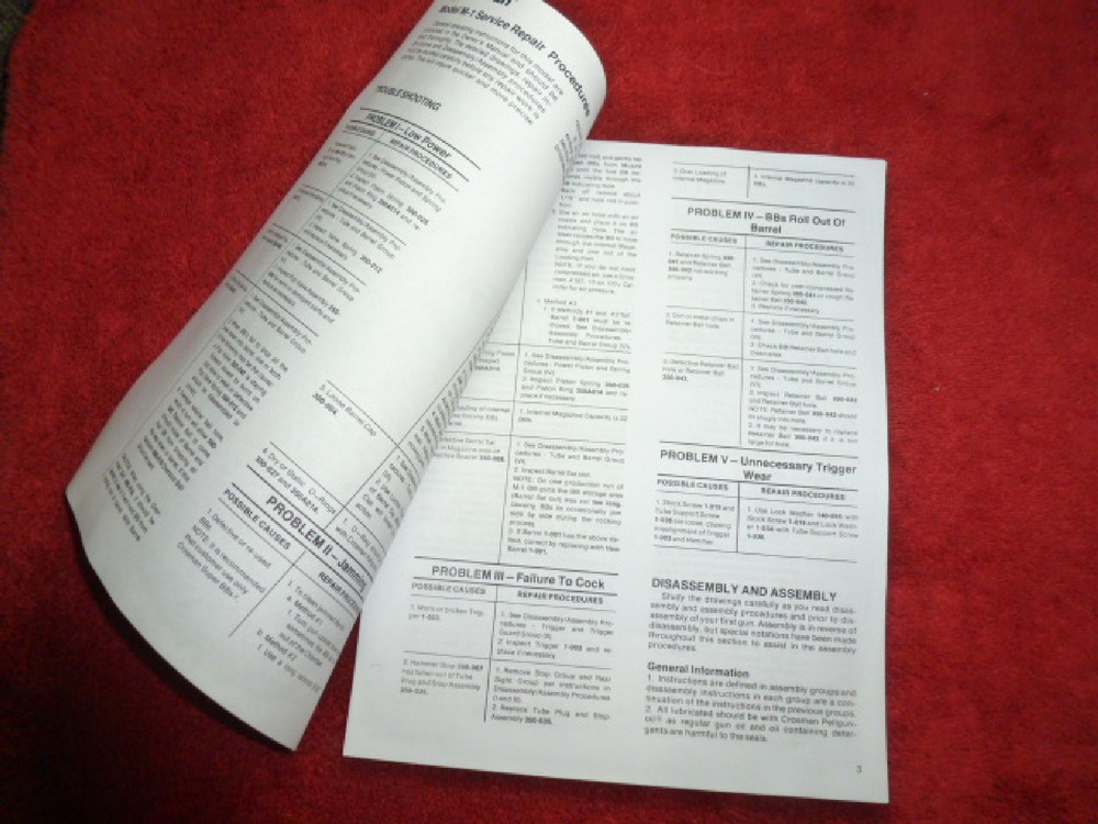 Crosman M-1 Factory Service Manual With Exploded View