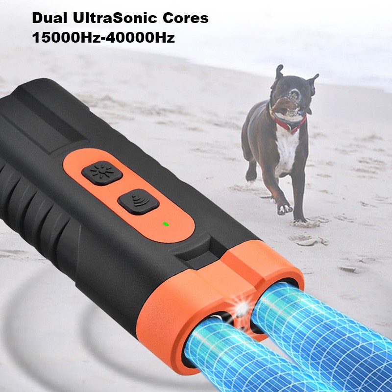 2025 Dual Head Ultrasonic Dog Repeller USB Rechargeable Dog Training Device
