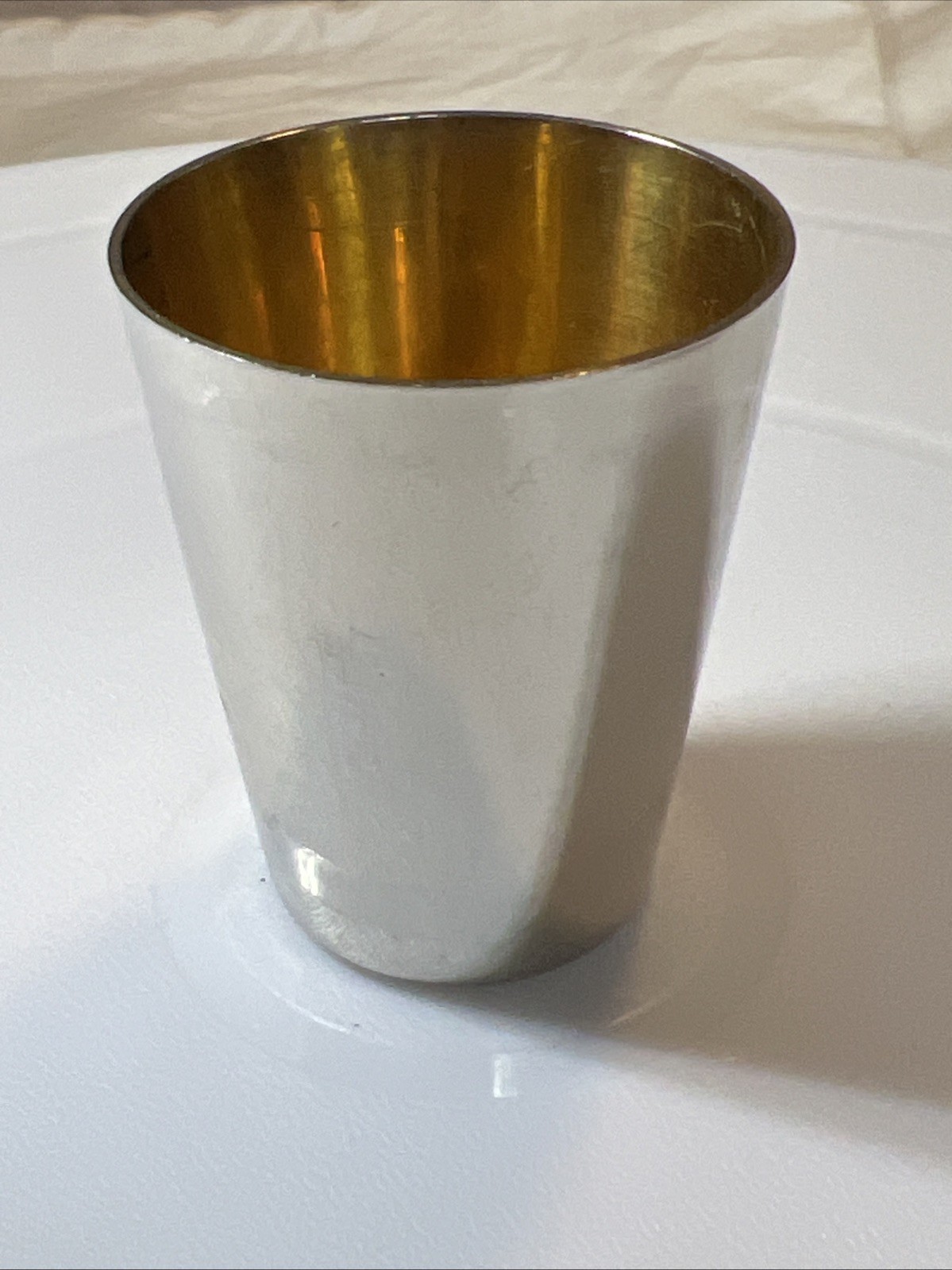 Antique Silver German Shot Glass Gold Washing Vermeil Stamp Made In Germany “B”