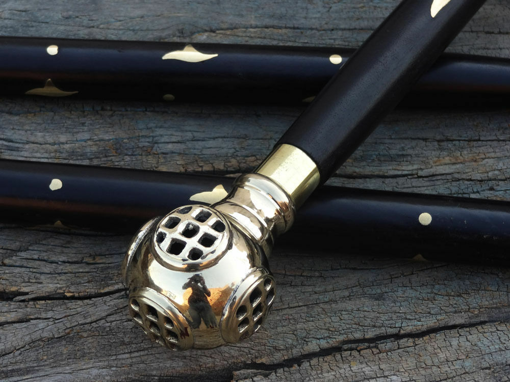 US Navy Diver's Walking Cane Solid Brass Diving Helmet Handle Walking Stick Gift