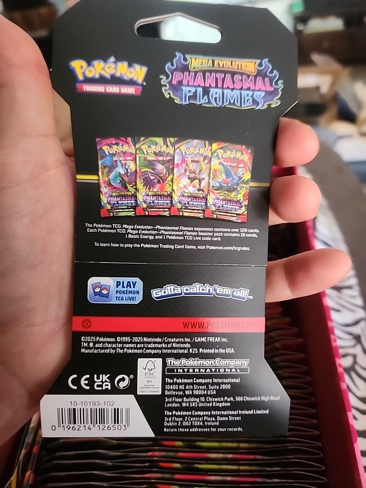 Pokémon TCG Mega Evolution Phantasmal Flames Sleeved Booster Pack *Random Art