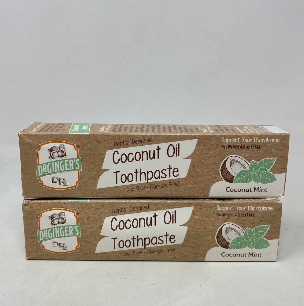 Dr. Ginger's Coconut Oil Toothpaste - Coconut Mint, 4 oz Each 2-Pack Fluoride
