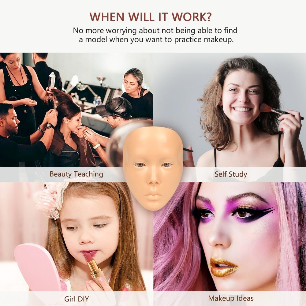 Makeup Practice Face, Makeup Mannequin Face with Makeup Practice Face Board, ...