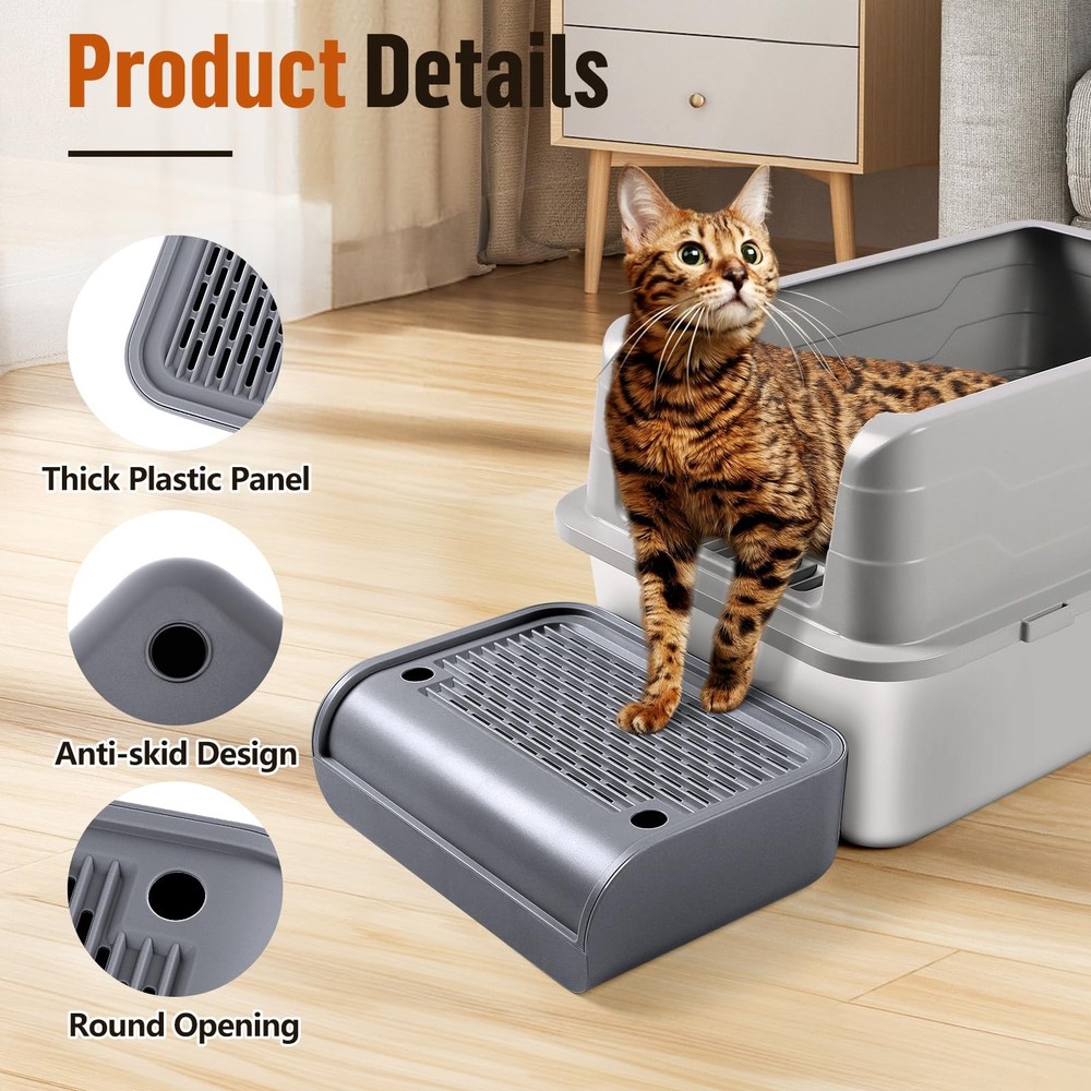 Bartuke Bartuke Cat Litter Box Step, Cat Litter Ramp Mat with Filter Function...