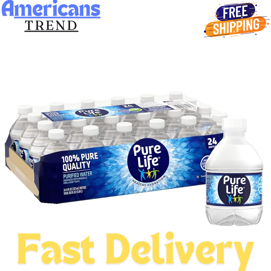 Pure Life, Purified Water, 8 Fl Oz, Plastic Bottled Water, 24 Pack *FRESH*