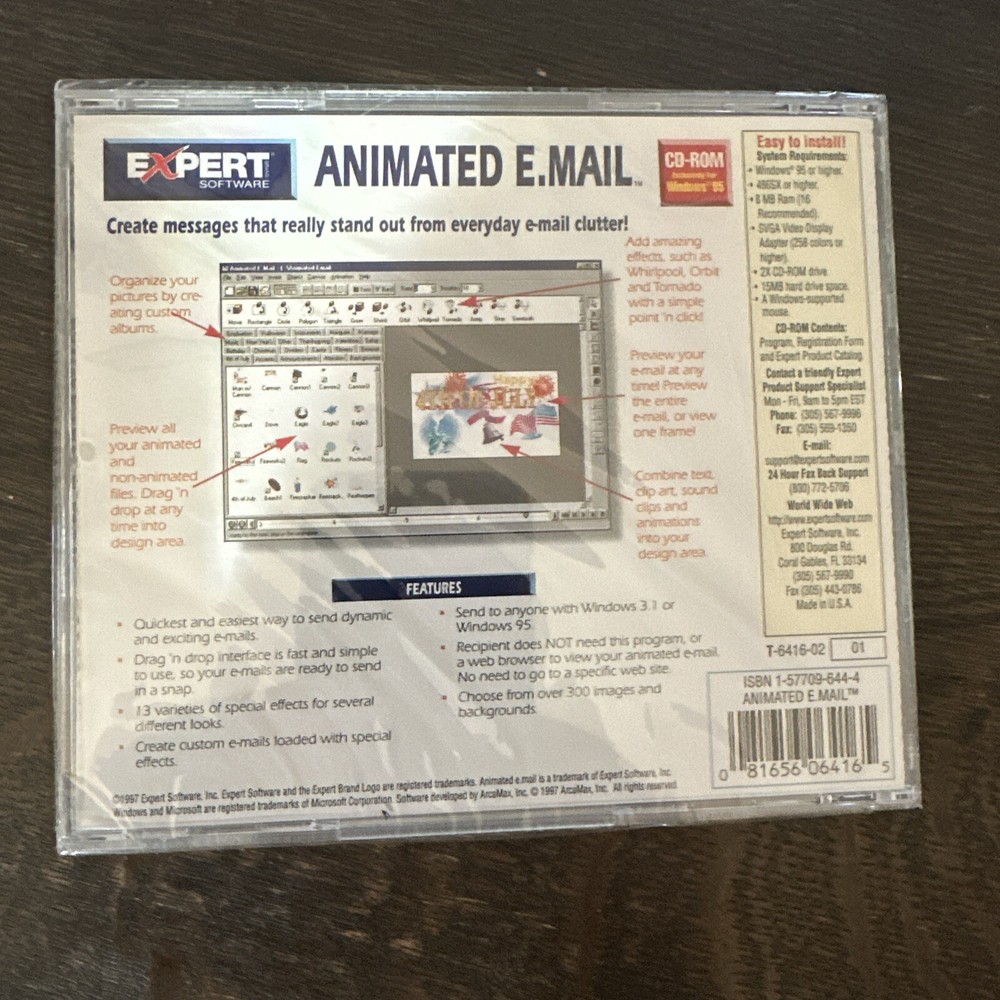 Animated E-mail, Vintage (Expert Software 1997) CD Windows 95 + Factory Sealed