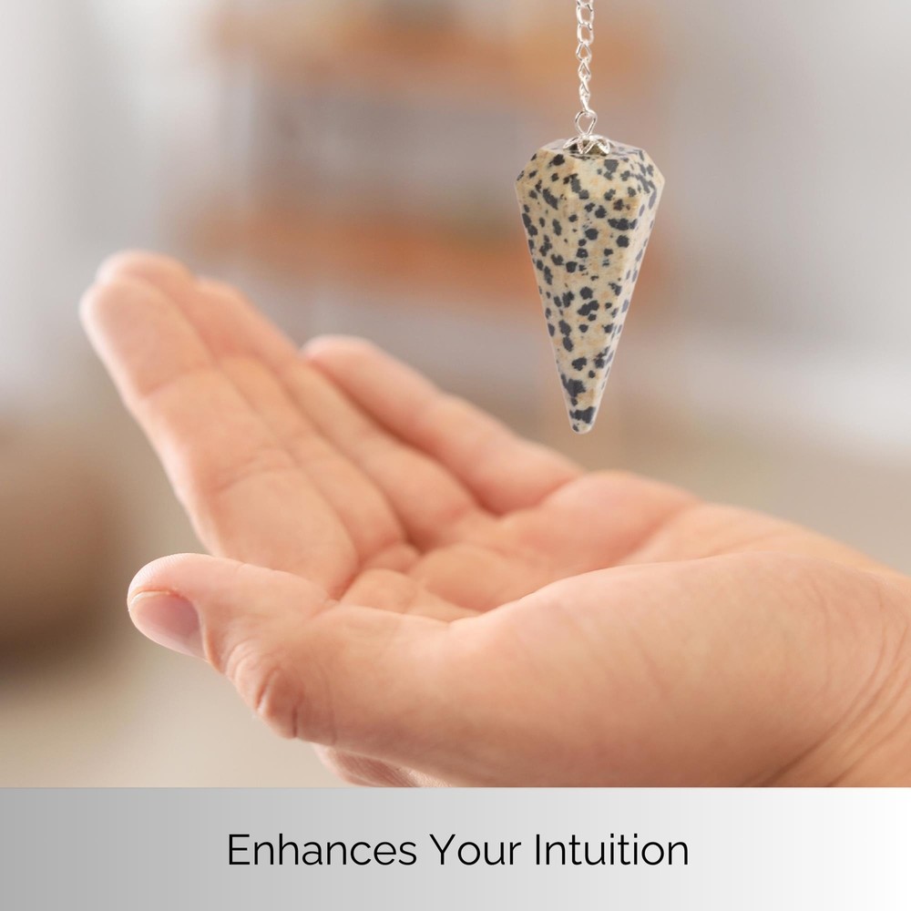 Dalmatian Jasper Pendulum Crystal, Faceted Pendulum Divination Tools, Dowsing Pe