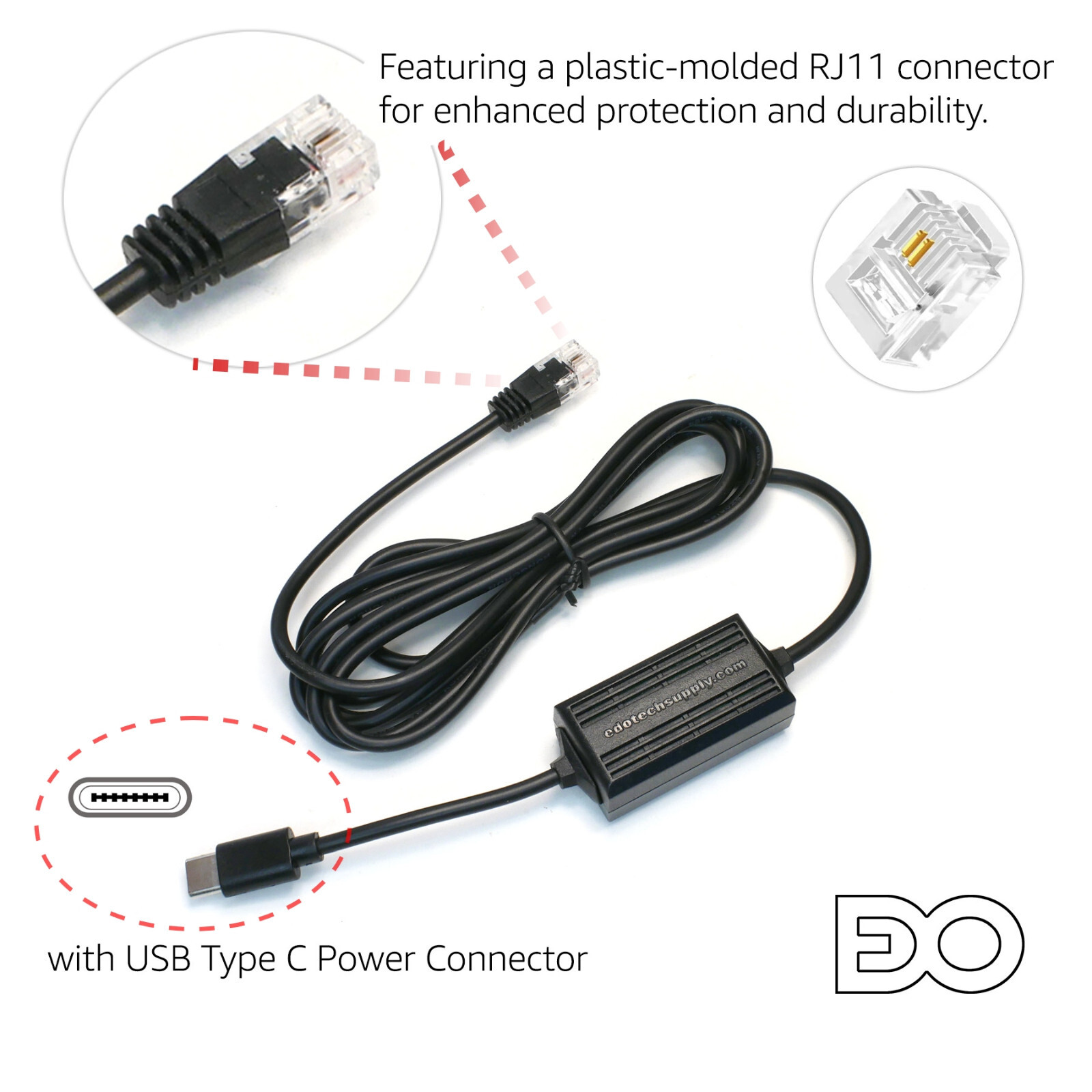USB-C RJ11 Power Cord for Beltronics Valentine One V1 Gen2 Gen1 Radar Detector