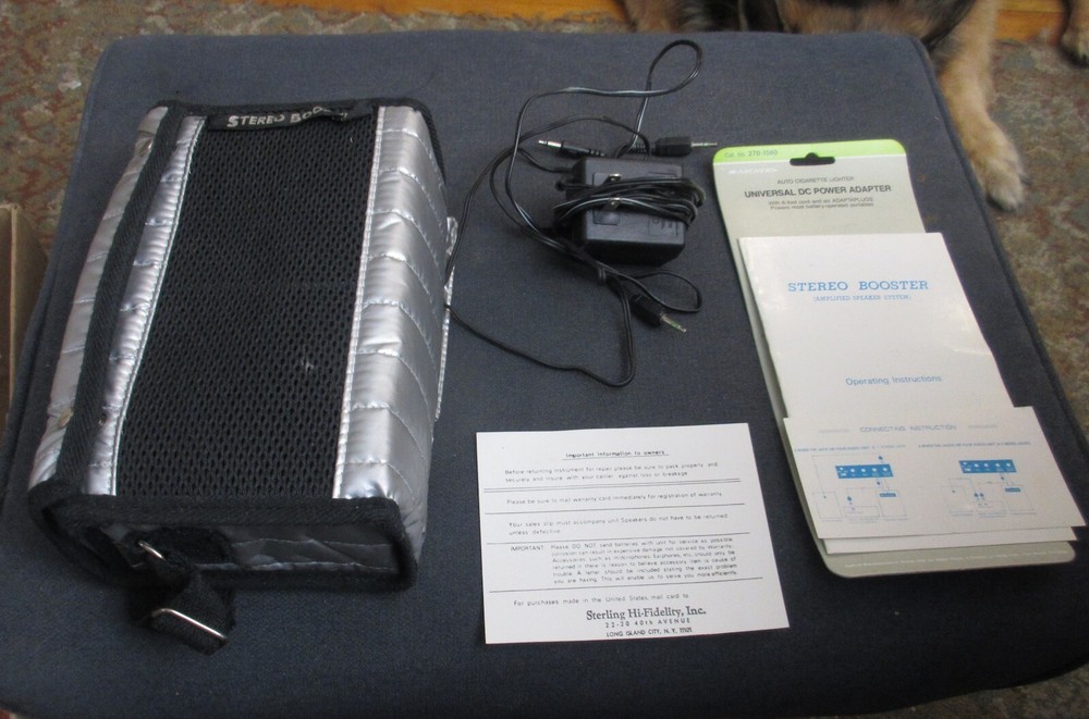 Vintage STERLING  Amplified Speaker System with Carrying Case & Instructions