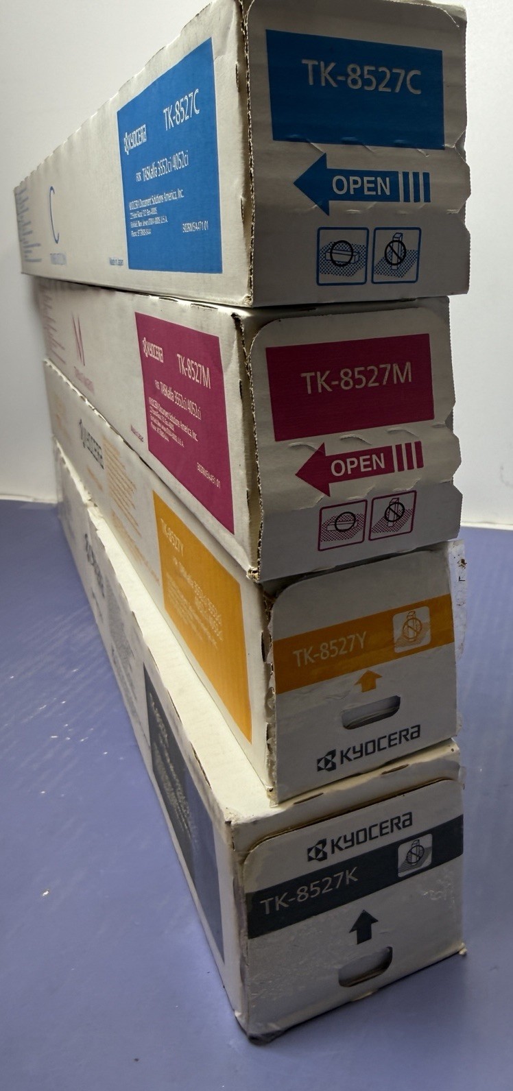 OEM Kyocera TASKalfa 3552ci, 3553ci, 4052ci CMYK Toner Full Set TK-8527 SEALED