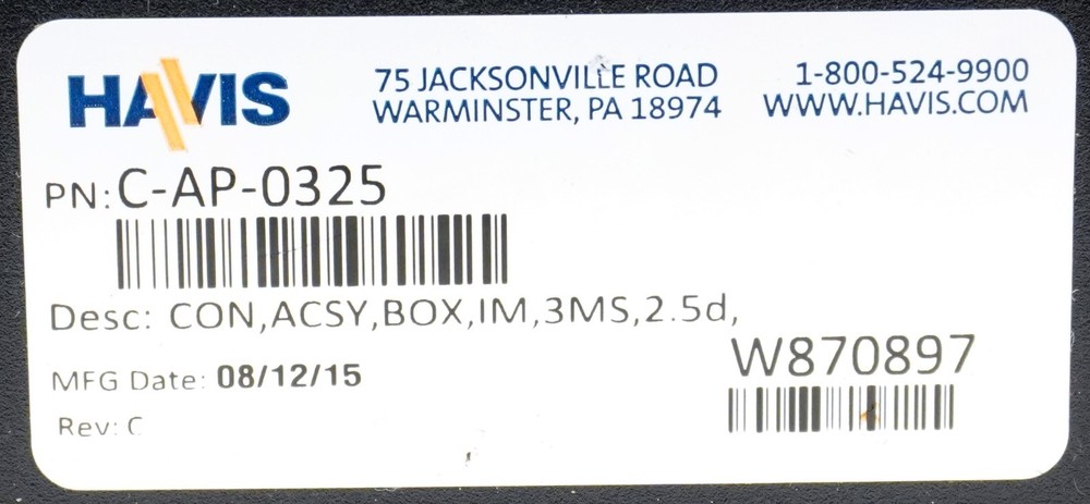 Havis C-AP-0325-1 3" Plastic Accessory Pocket 2.5" Deep Console Storage Bin