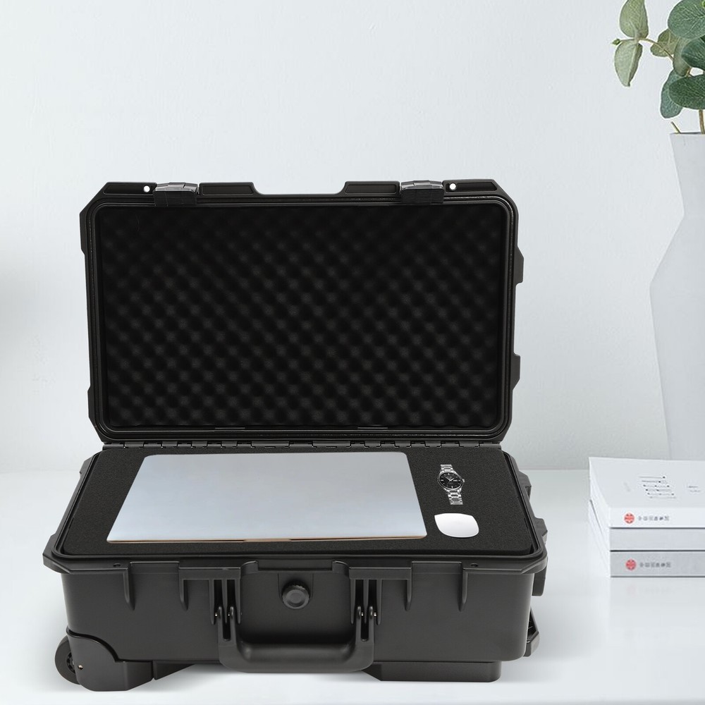 Rolling Transport Hard Case Waterproof Modern Camera Protective Equipment Black