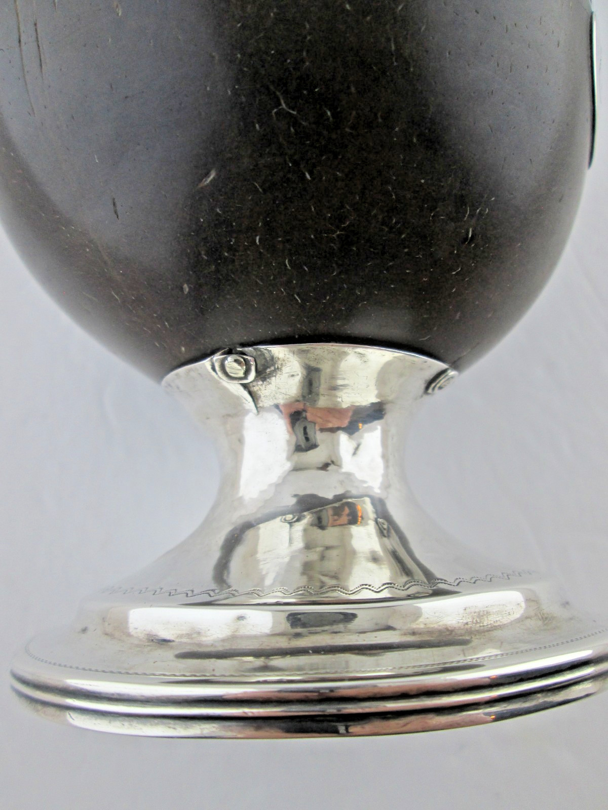 Antique English George III Appolone RUDKINS Sterling Silver Coconut Goblet