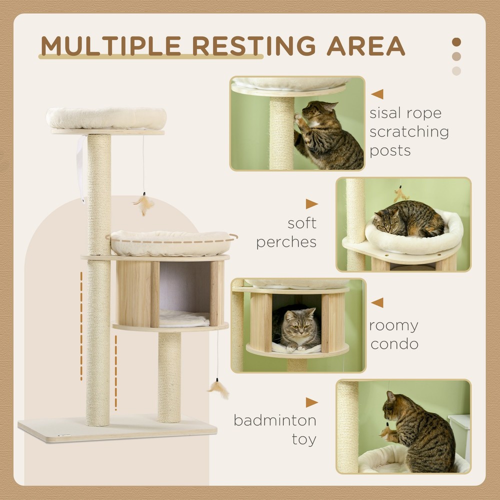 3-Level Cat Tree with Sisal Scratching Posts for Playing