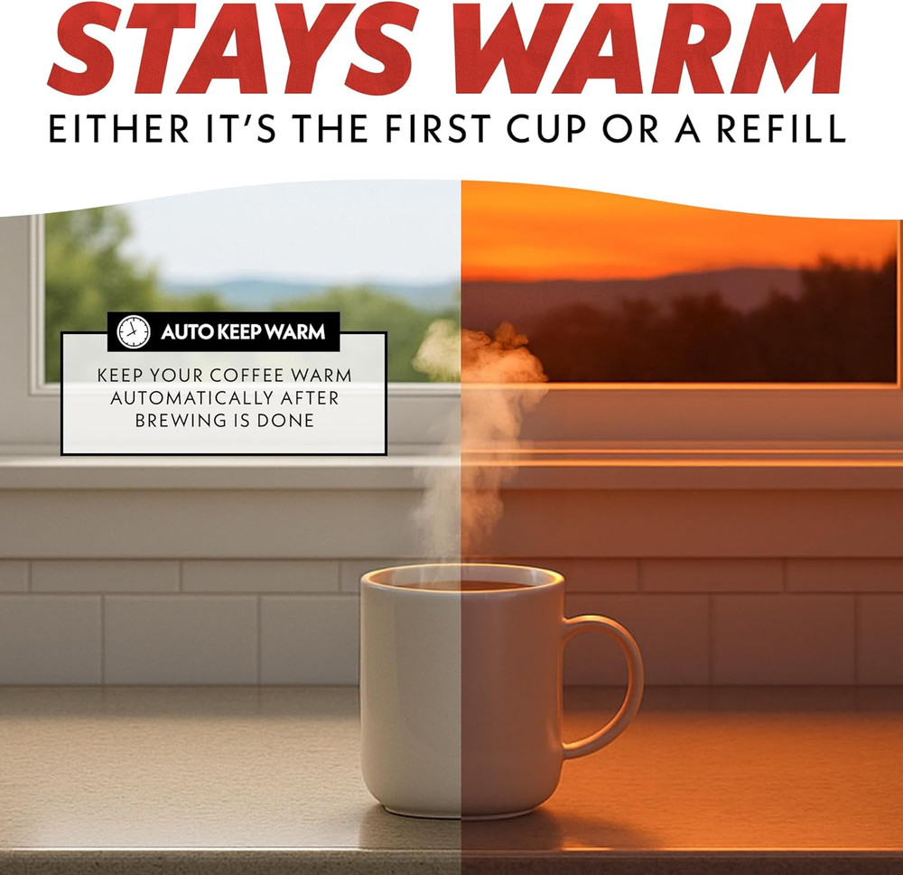 12 Cup One-Touch Coffee Maker – Pause and Serve with Automatic Keep Warm, Easy V