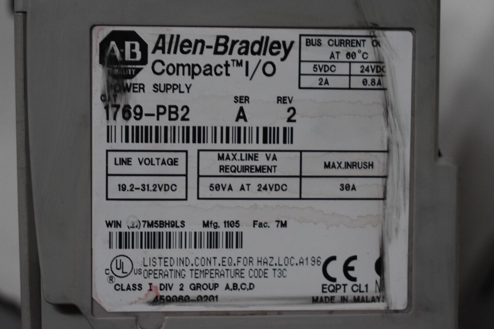 COMPACTLOGIX ALLEN BRADLEY RACK COMPLETE SYSTEM 1769-L32E SYSTEM