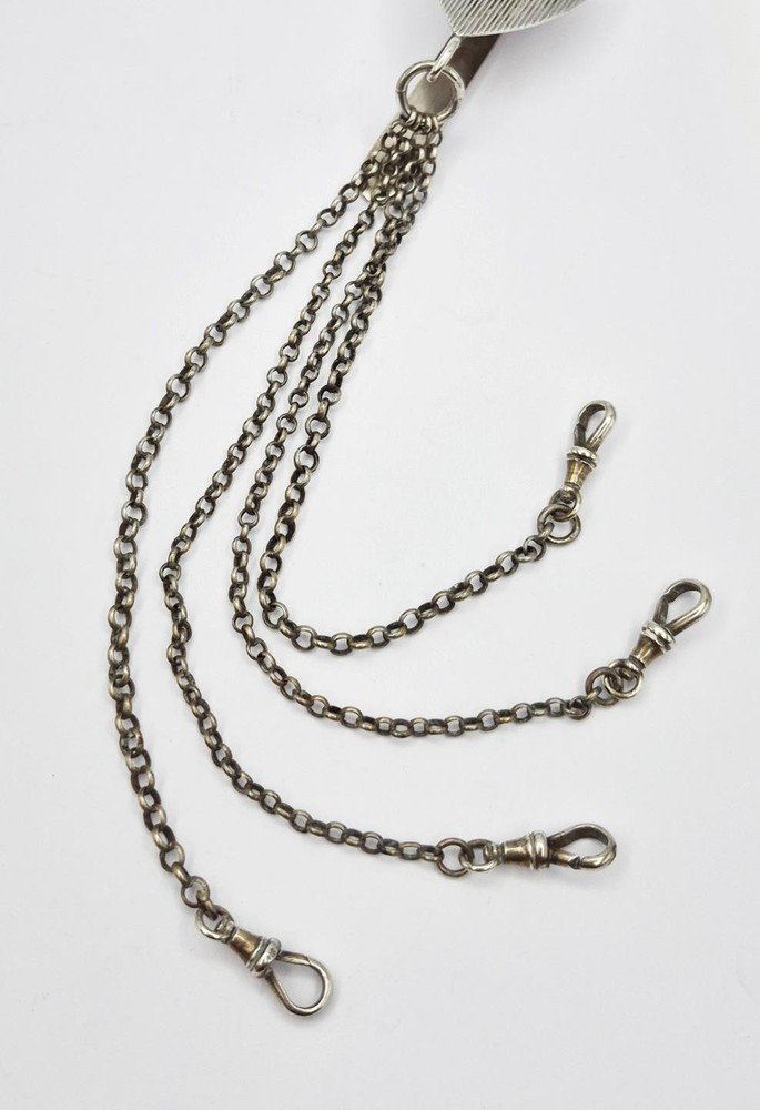 19TH CENTURY DUTCH SOLID SILVER QUADRUPLE CHATELAINE c1890