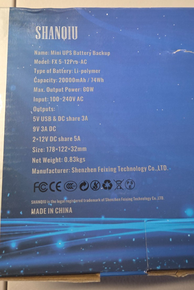 Mini UPS Battery Backup Uninterruptible Power Supply for Router, Modem OPEN