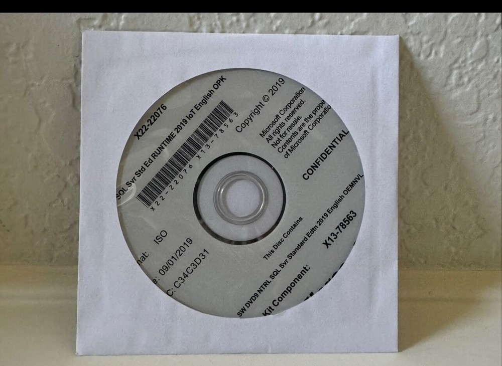 SQL server 2019 standard 16 core 5 CAL DVD