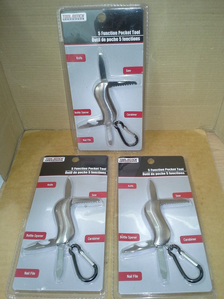 3PK. Tool Bench Hardware 5 Function Pocket Tool. New Sealed