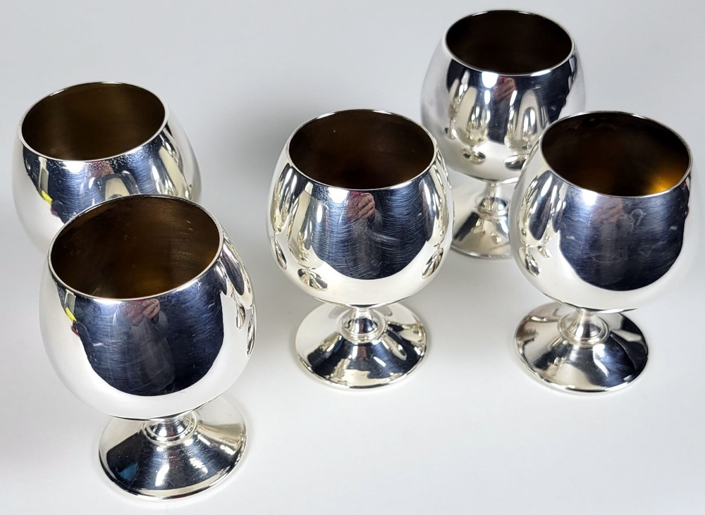 5 Vintage Sheridan Silverplate Cordials Apertif Cups 2-3/8" - Taunton MA