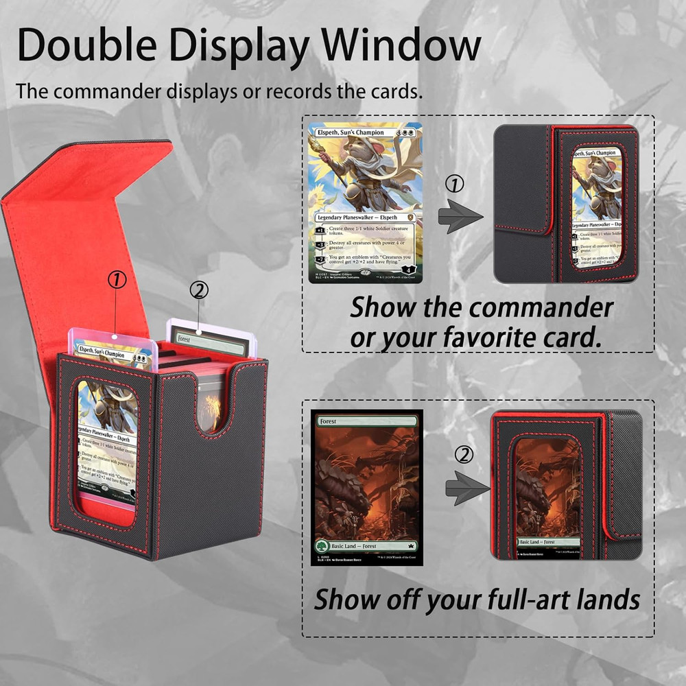 MTG Deck Box, Double Display Window MTG, Commander Deck Box Fits 120+ Single Sle