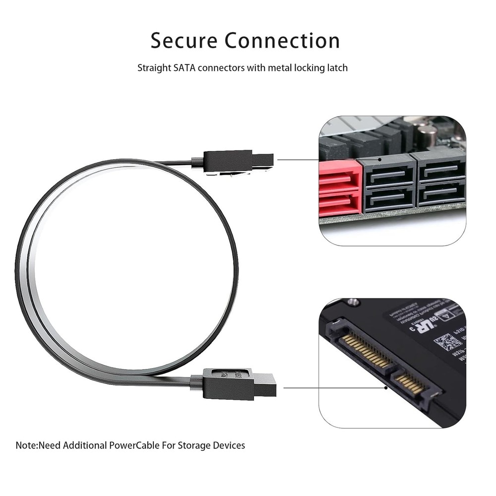 SATA Cable III for SSD HDD Data,3 PCS 6Gbps Straight Angle 15 Inch Sata Data Cab