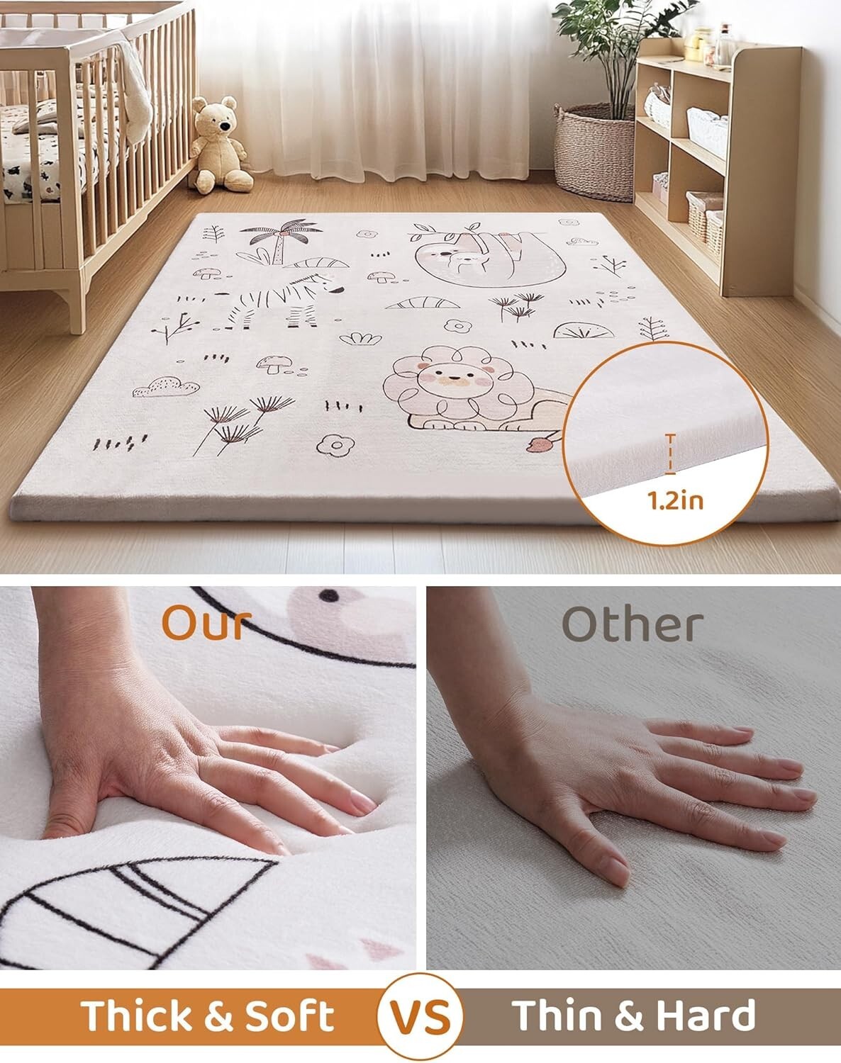 Robud Baby Play Mat 50"X50" Non Slip Large Playpen Mat Thick Crawling Mat Pad