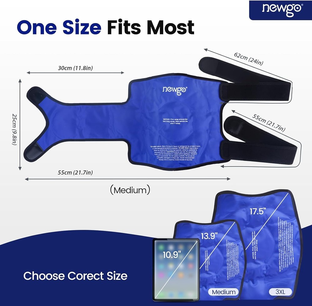Full Coverage Gel Cold Pack for Knee Surgery Recovery - Adjustable & Flexible