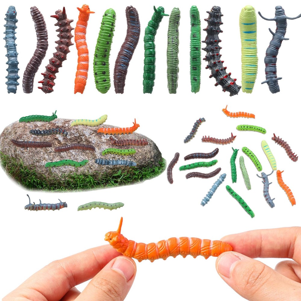 Arrowbash 24 Pcs Simulation Caterpillar Fake Worm Crawling Insects...