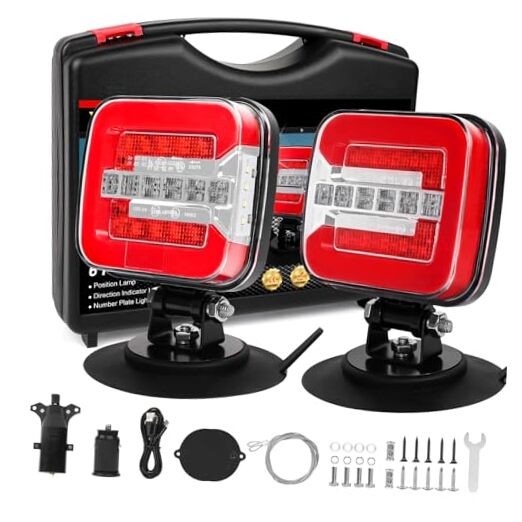 Wireless Trailer Lights Kit with Adjustable Adjustable Wireless Magnetic