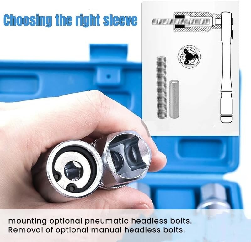 4pc Socket Stud Screw Extractor Remover Installer 6, 8,10,12mm w/Roller Bearing