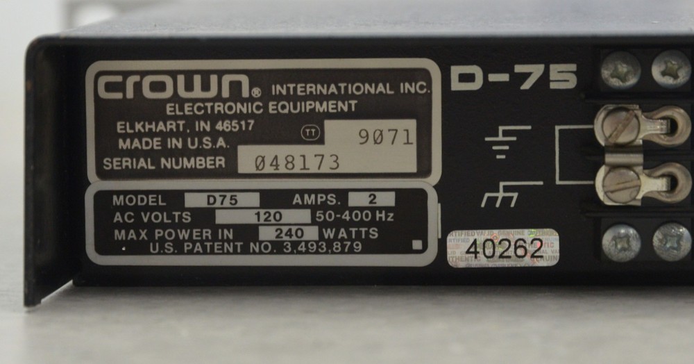 Crown D-75 2-Channel Stereo Power Amplifier