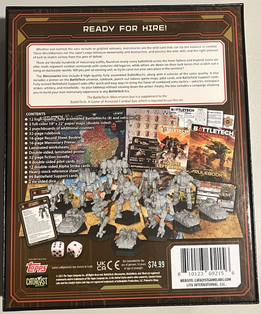 BATTLETECH - Mercenaries Box Set Limited Ed. (Box, inner items, NO miniatures)