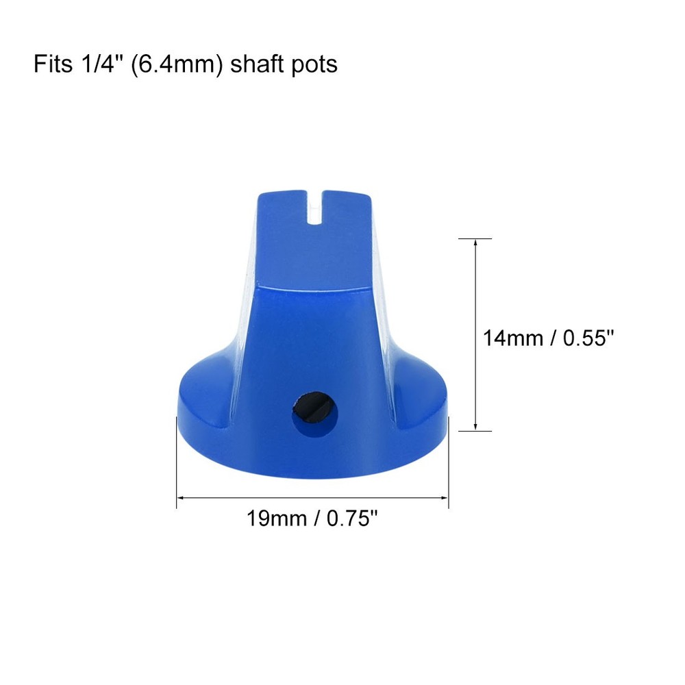 2Pcs 6.4mm Shaft Hole Pedal Knobs Pointer Control Knobs with Set Screw Blue