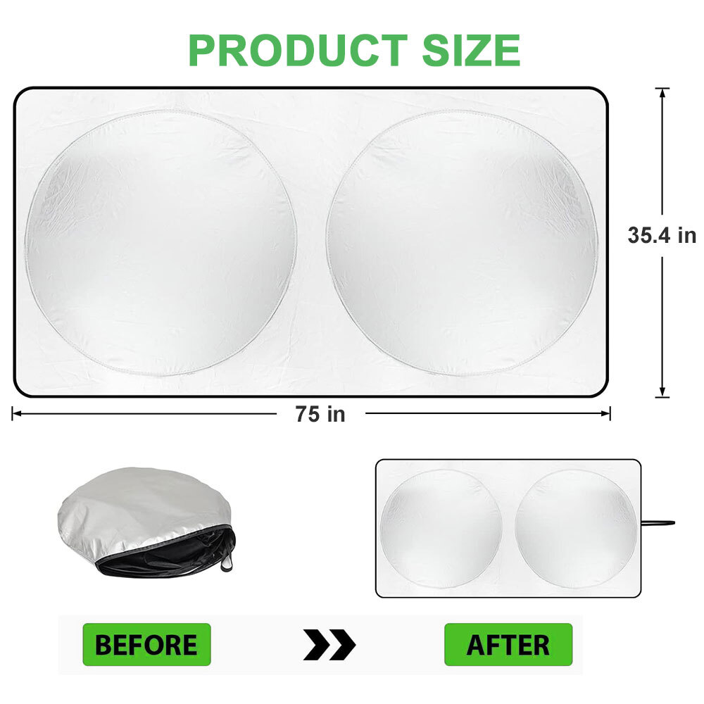 Foldable Extra Large Car Front Windshield Sun Shade Visor Cover Heat UV Blocking