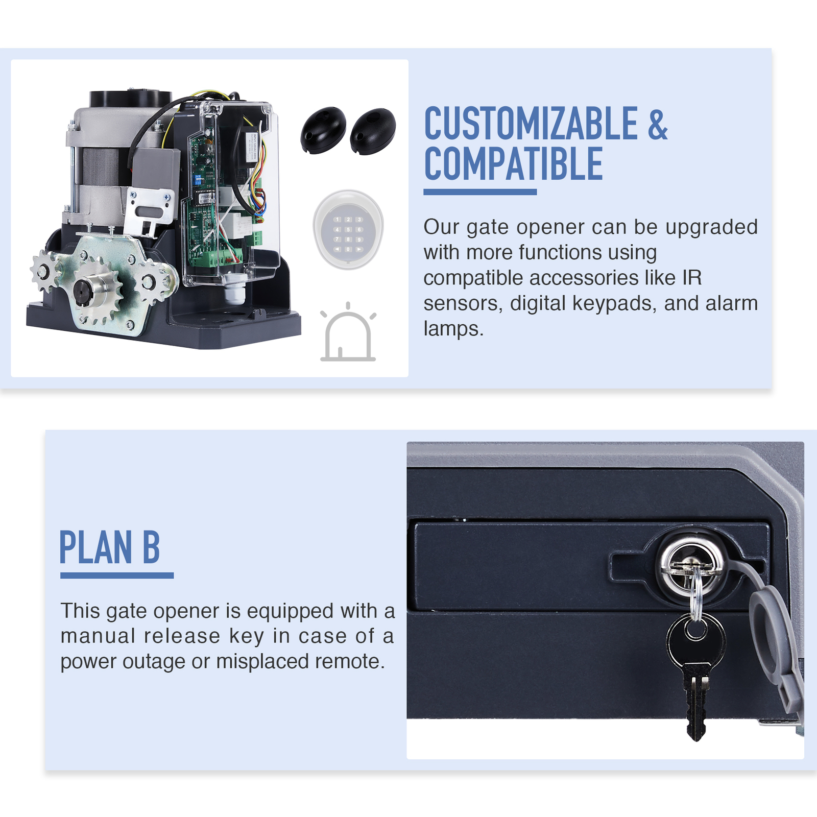 CO-Z 3300lbs Automatic Sliding Gate Opener APP Control Door Operator w 2 Remotes