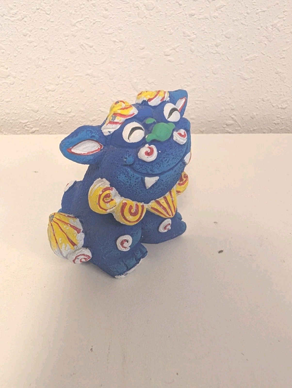 Shisa set of 2 small blue resin guardian foo dog figurines