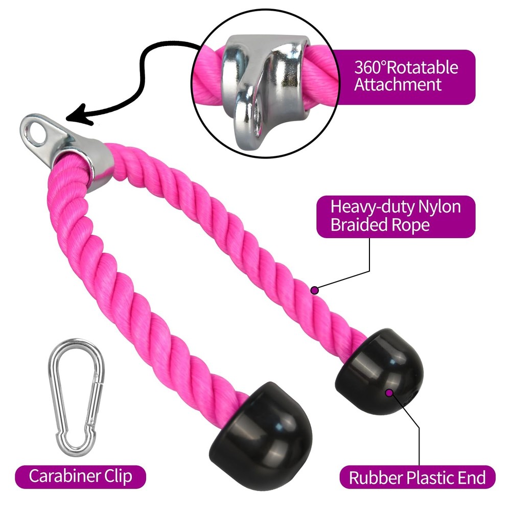 27 Inch Tricep Rope Cable Attachment Pull Down Rope for Cable Machine