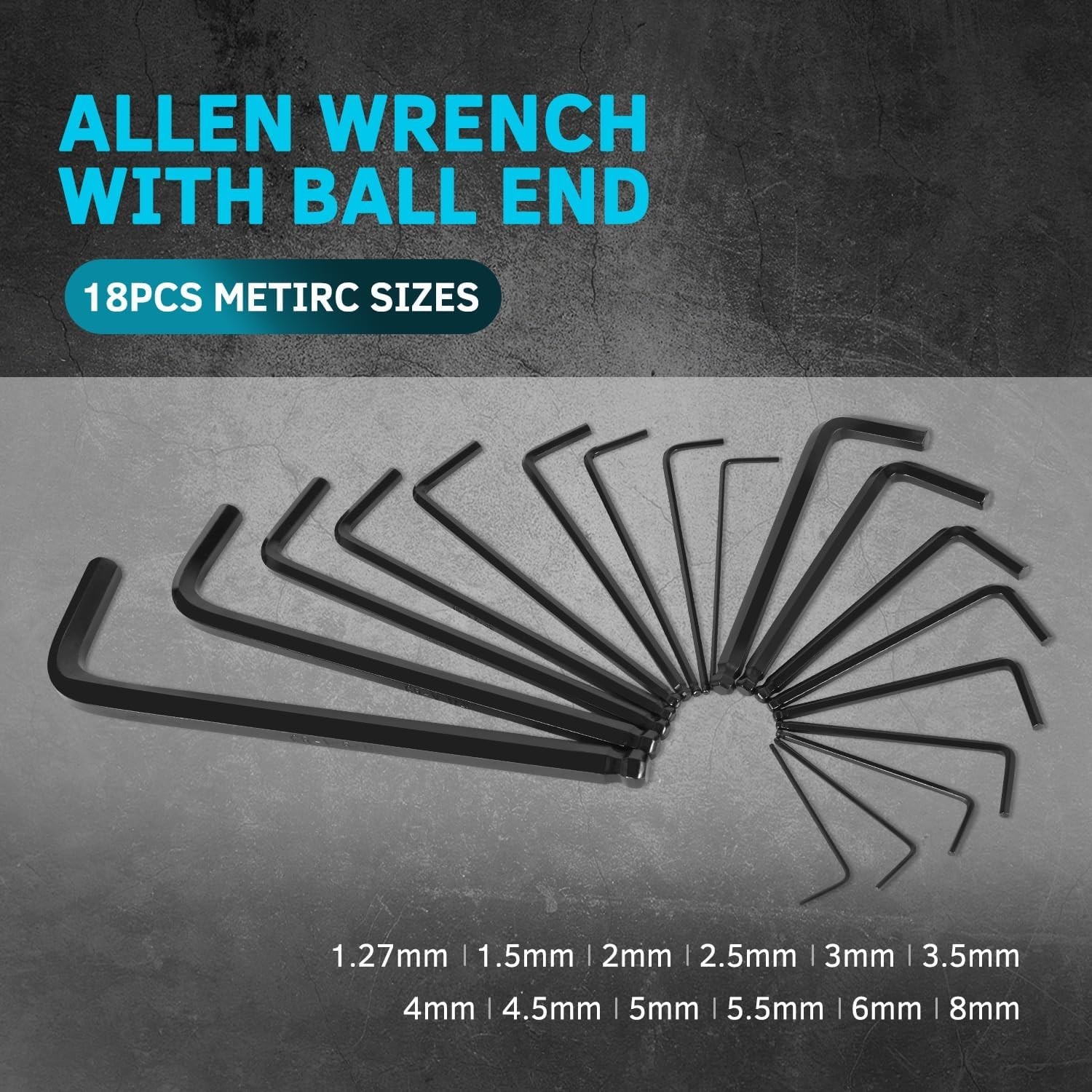 36-Piece Hex Key Allen Wrench Set with Ball End - Sae/Metric Sizes and 2 Storage